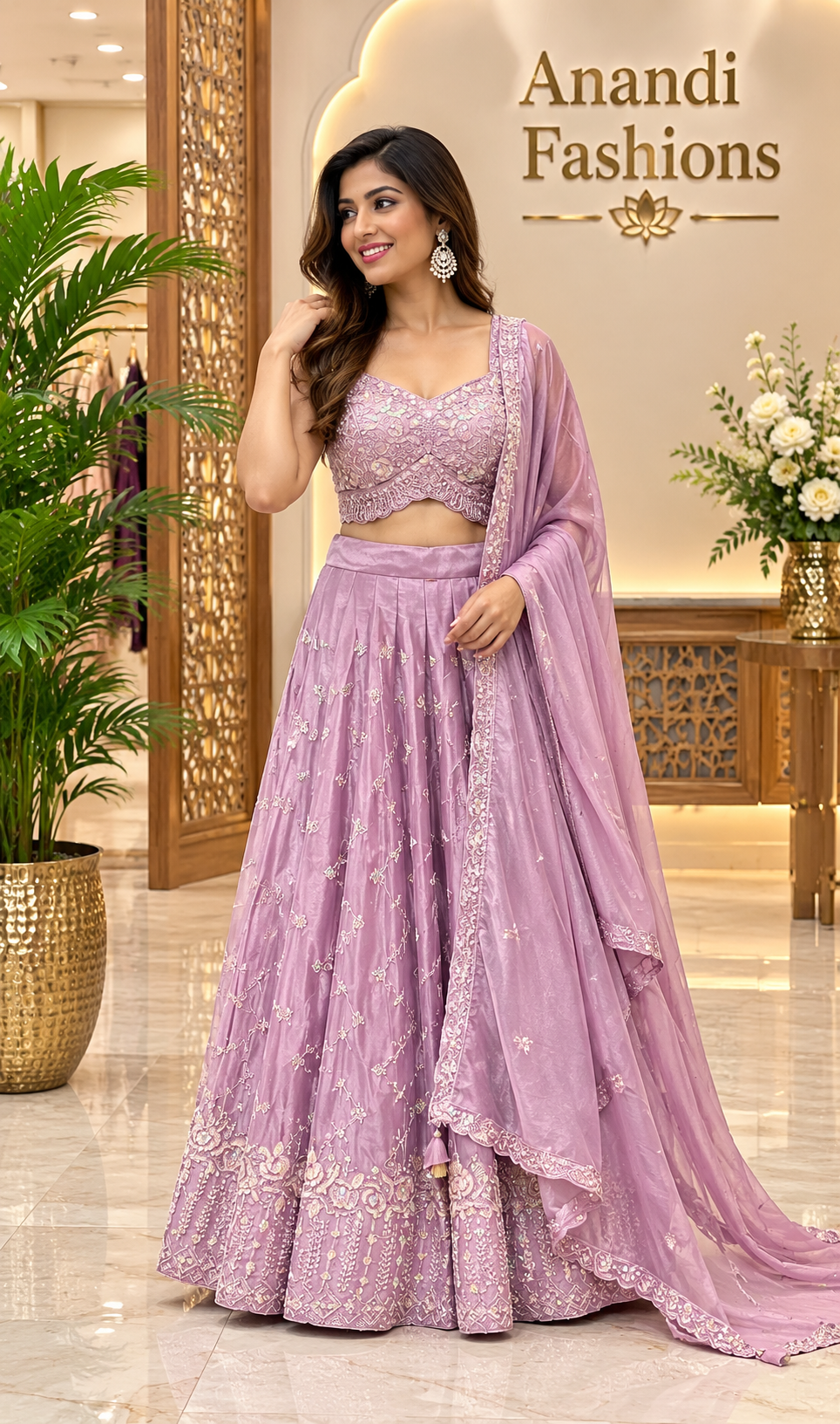 Women's Pastel Purple Designer Lehenga Set