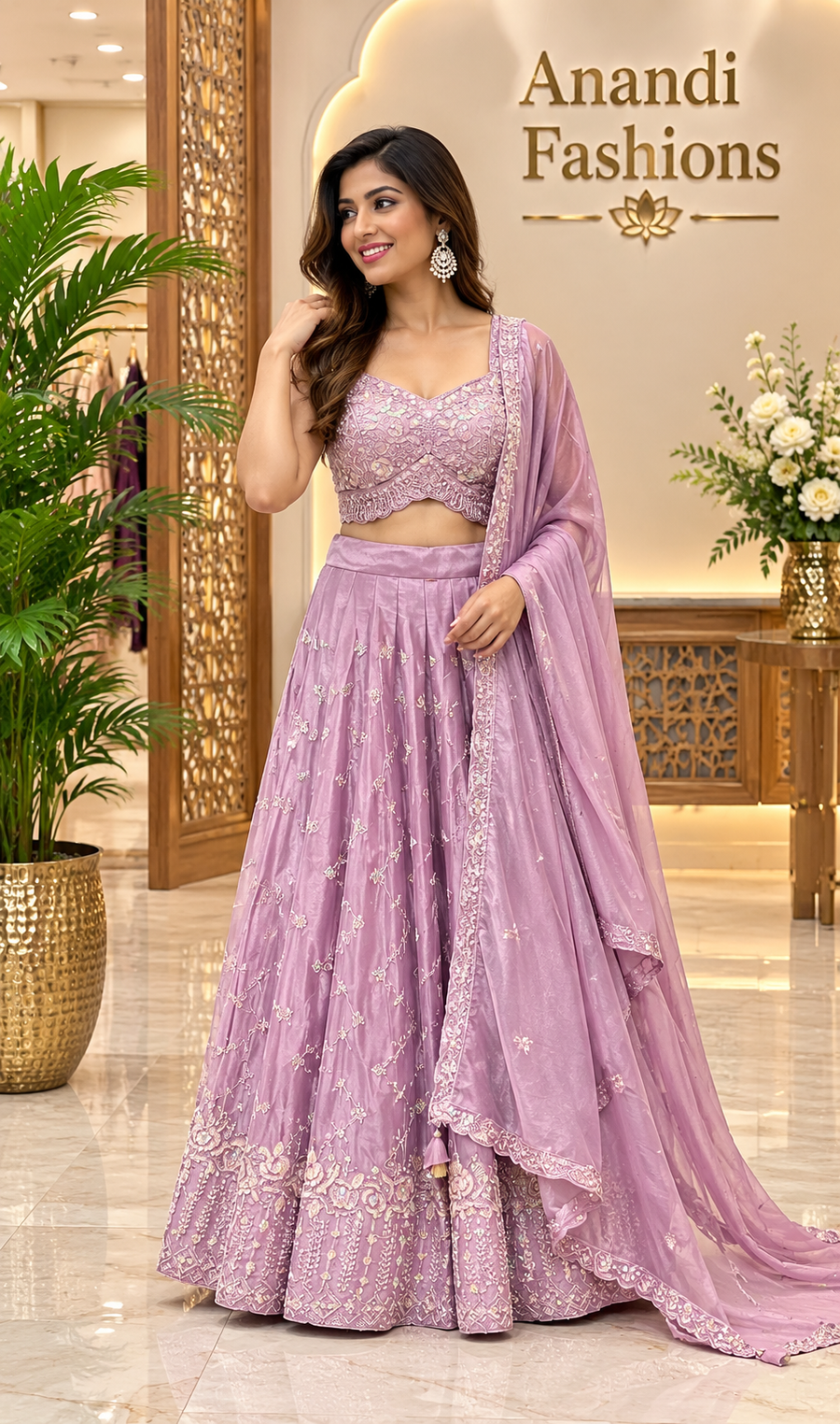 Women's Pastel Purple Designer Lehenga Set