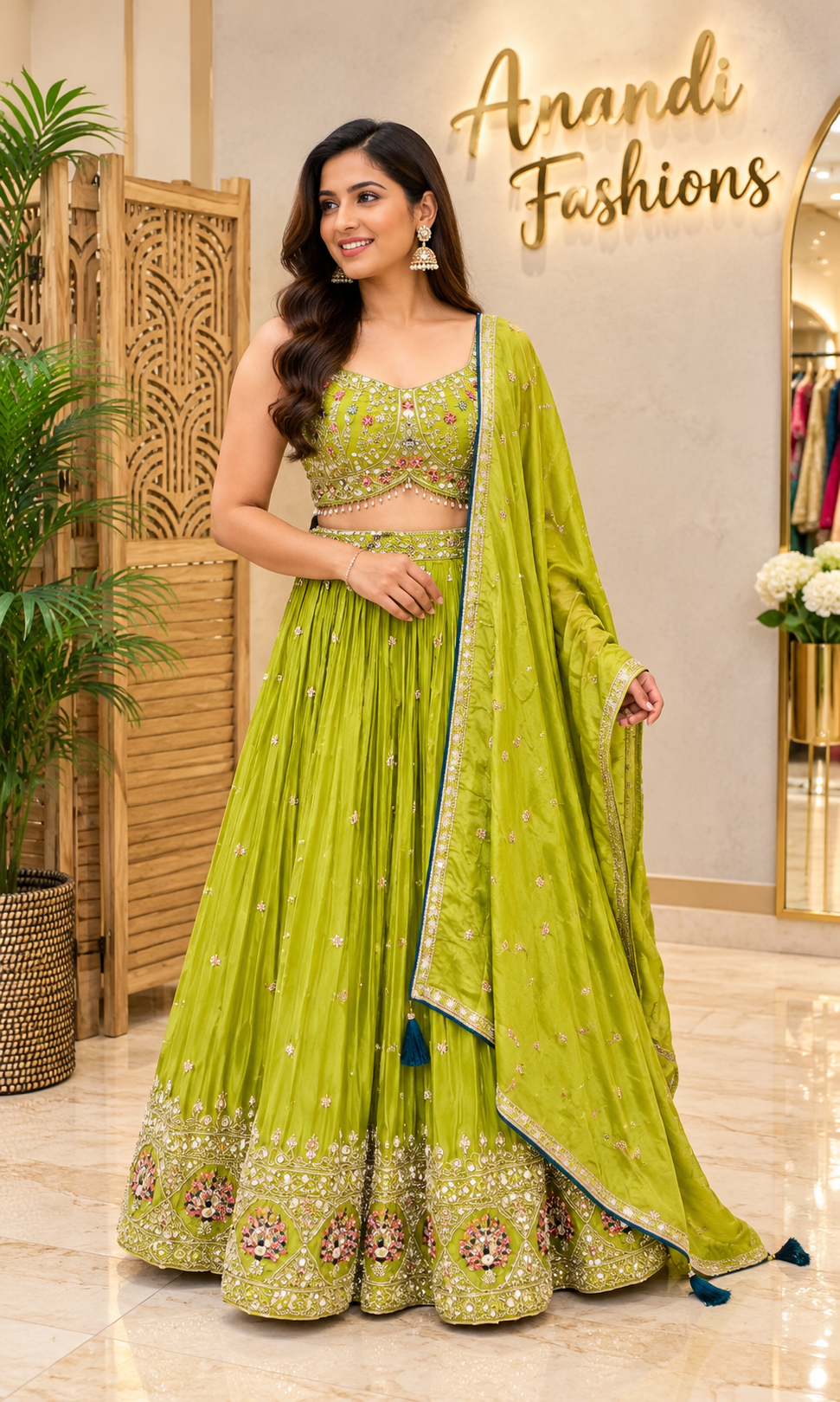 Women's Green Party Wear Lehenga Set