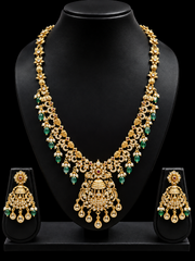 Antique Finish Lakshmi Design Long Haram Necklace Set