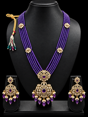 Crystal Beads Long Victorian Necklace Set Haram