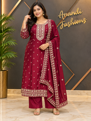 Women’s Maroon Party Wear Anarkali Kurti Set