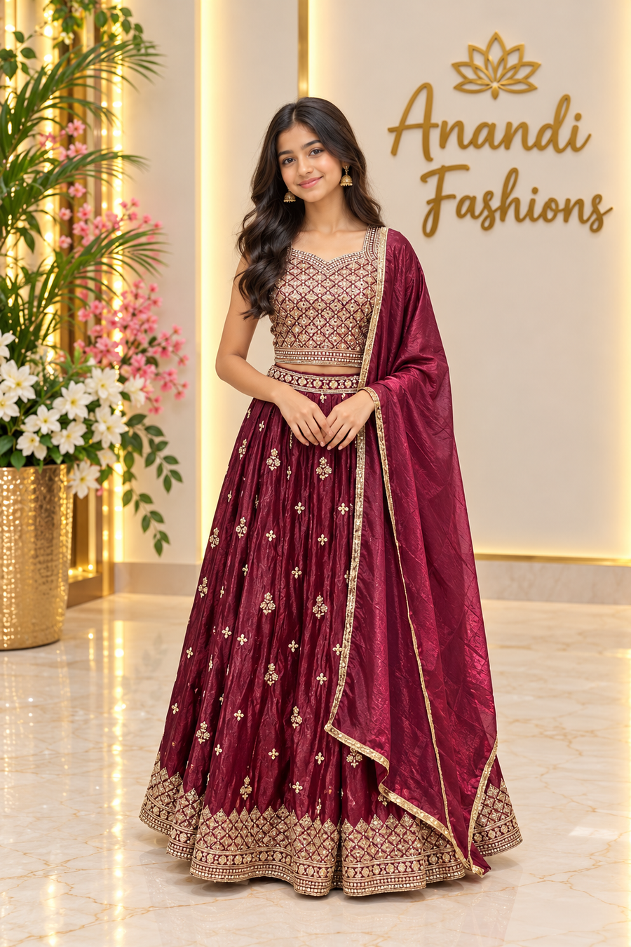 Wine teenage Girls lehanga set