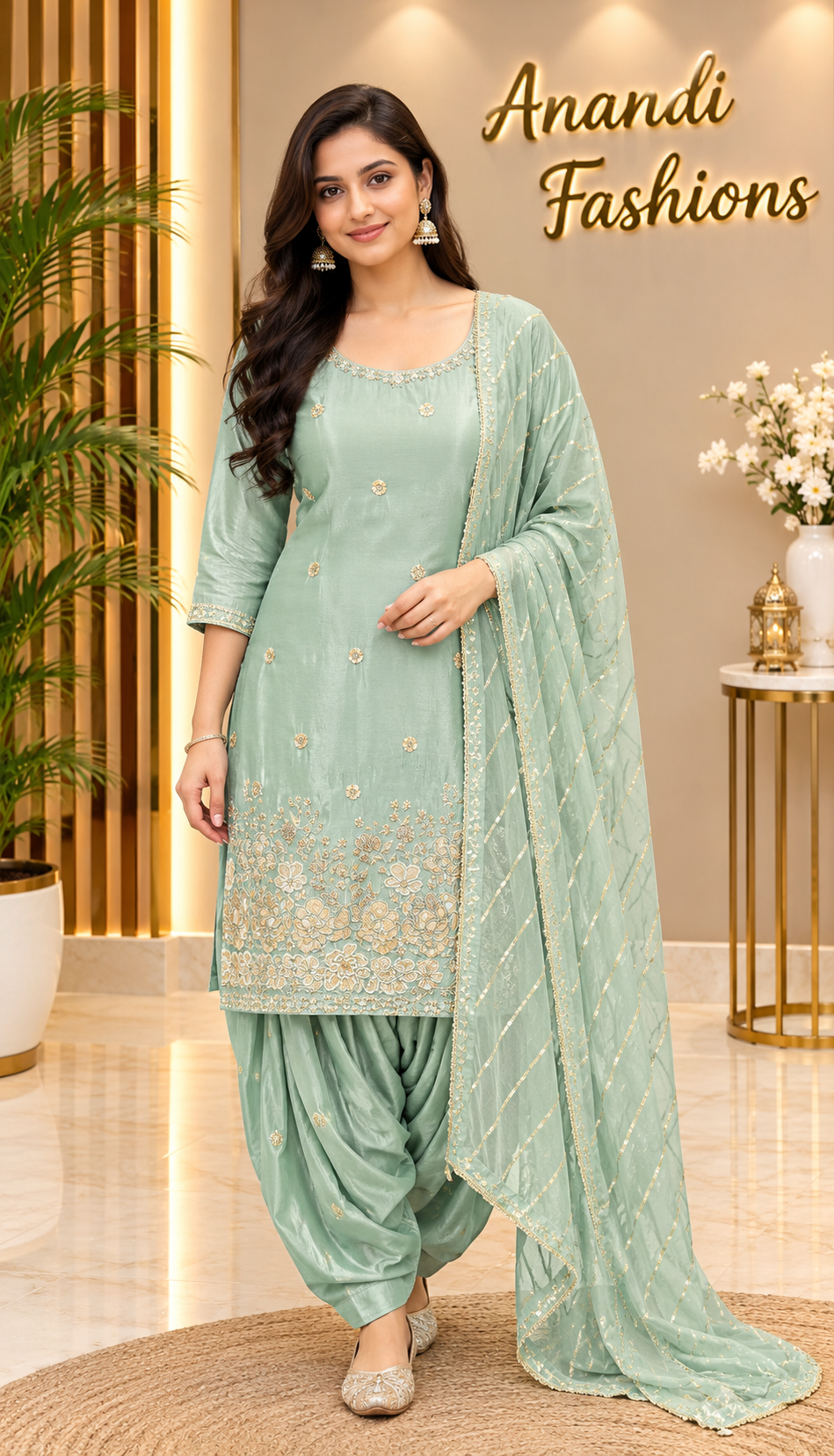 Plus Size Light Blue Party Wear Patiyala set