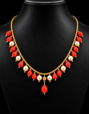 Chain with Tulips and Pearls Necklace Set - Jewelry - Necklace Set - Anandi Fashions