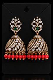 Party Wear CZ Victorian Finish Jhumkas - Jewelry - Earrings - Anandi Fashions