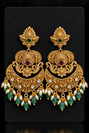 Big Size - Antique Finish Chandbali Earrings - Jewelry - Earrings - Anandi Fashions
