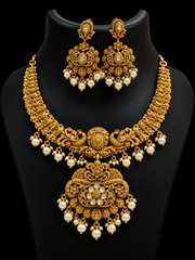 Antique Finish Kundan Necklace Set - Jewelry - Necklace Set - Anandi Fashions