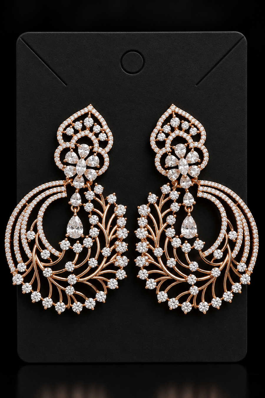 Rose Gold Party Wear Big Size Earrings - Jewelry - Earrings - Anandi Fashions
