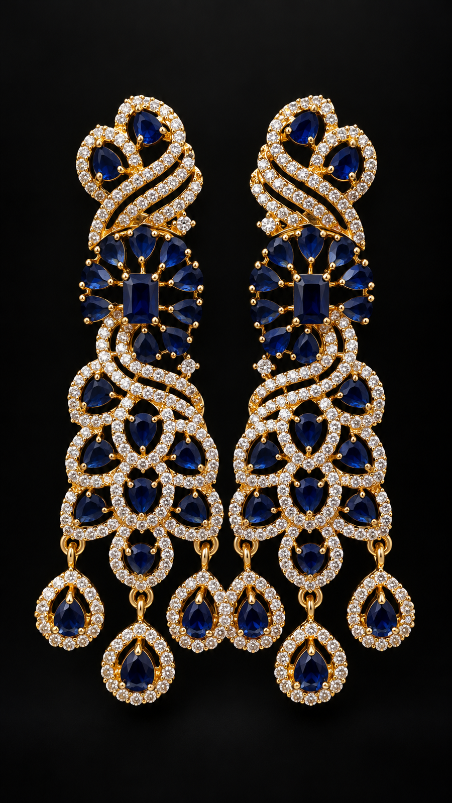 CZ Earrings - Navy Blue