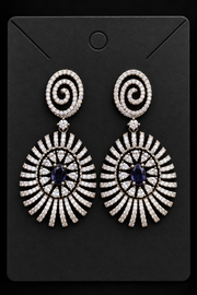 Silver Finish Earrings with purple stone - Jewelry - Earrings - Anandi Fashions
