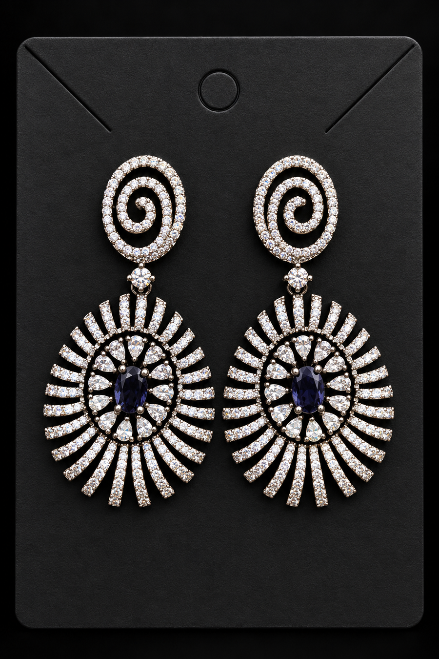 Silver Finish Earrings with purple stone - Jewelry - Earrings - Anandi Fashions