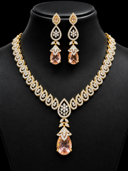 CZ Necklace Set with Drop Pendant