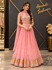 Teenage Girls Pink Georgette Lehenga Set - Girls - Teenage Ethnic Wear - Anandi Fashions