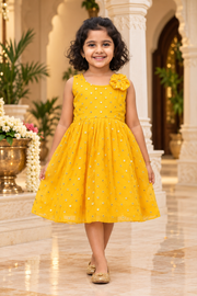 Toddler Girls’ Dress Georgette Yellow Frock Dress