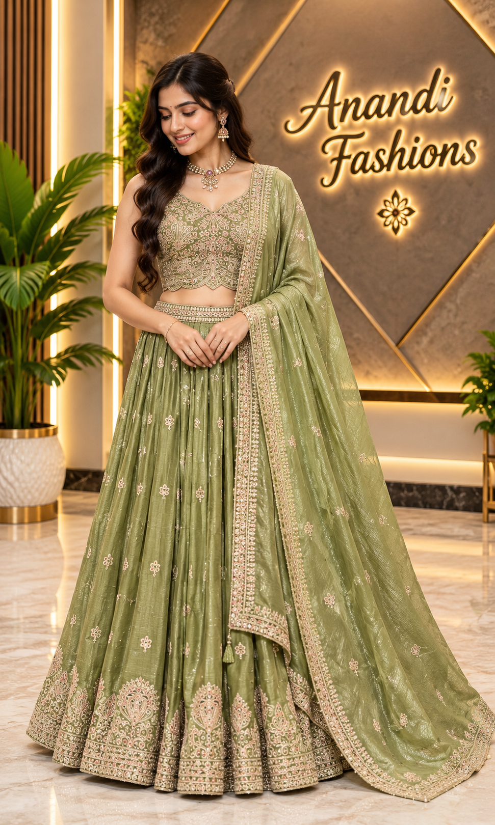 Women’s Pastel Green Lehenga Set