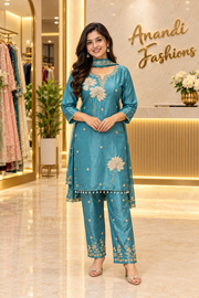 Women's Blue Party Wear Kurti Set
