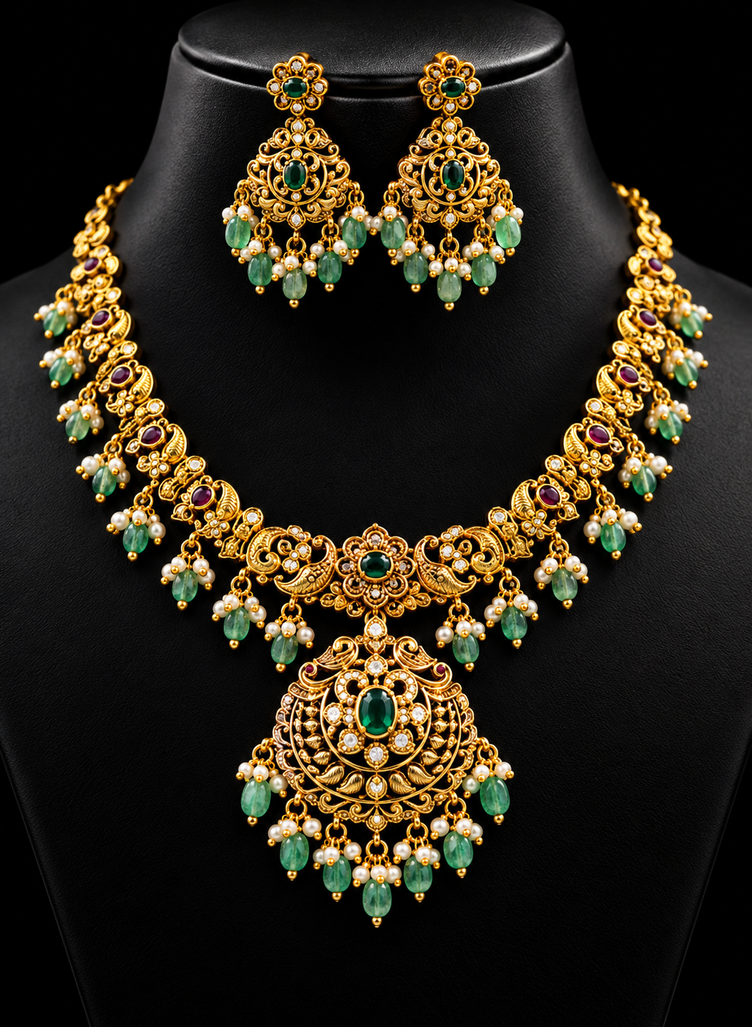 Antique Finish Necklace Set with Pendant