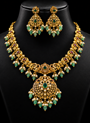 Antique Finish Necklace Set with Pendant - Jewelry - Necklace Set - Anandi Fashions