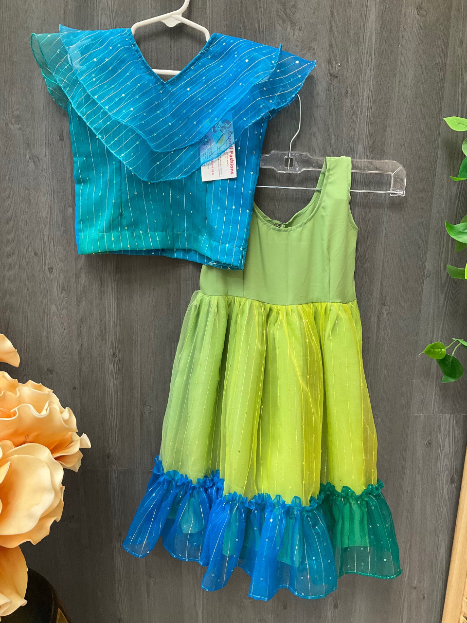 Girls Organza South Indian pavadai set- Size 24 image 3