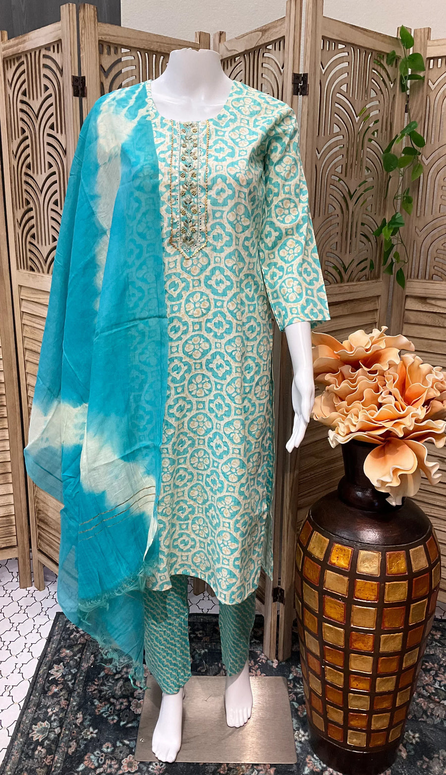 Blue - Pure Cotton kurti set