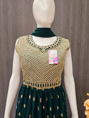 Nyra Cut Suits - Green Color Party Wear Dress- Size 38