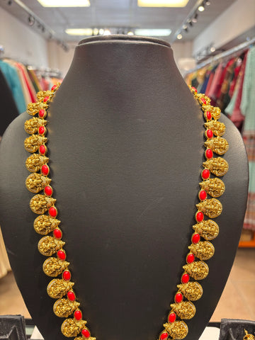 Temple Jewelry- Lakshmi Coral Long Necklace set