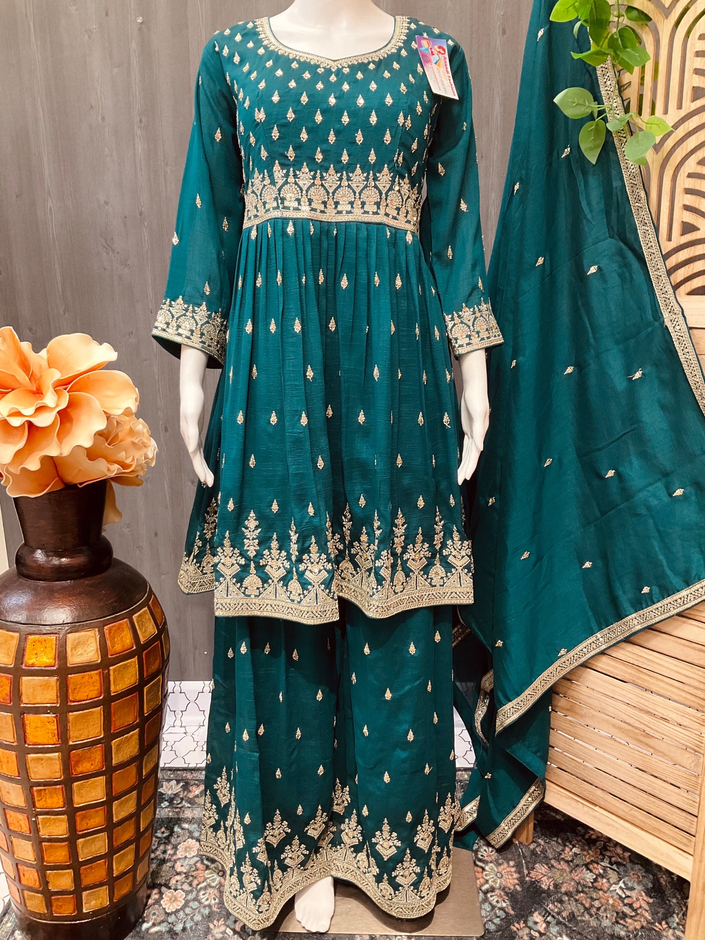 Rama Green - Designer Sharara Suit- Size 42/US M image 3