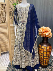 Ink Blue Heavy Party Wear Lehenga Set Size 36 - Wedding