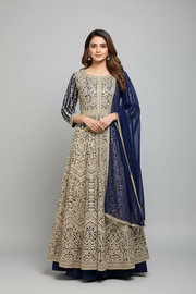 Ink Blue Heavy Lehenga Set Wedding