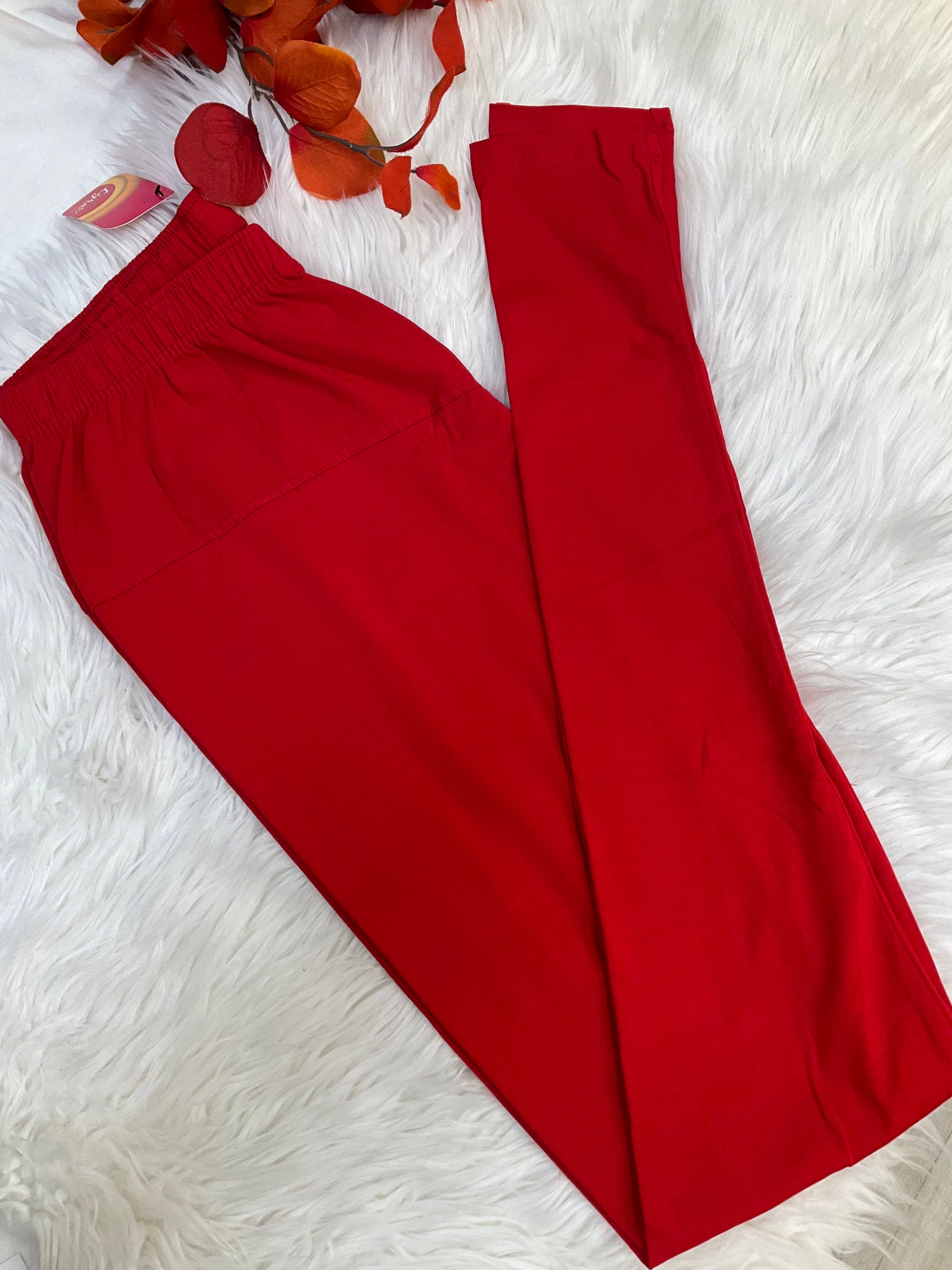Red Soft Full Length Leggings -Size M image 1
