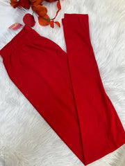 Red Soft Full Length Leggings -Size M