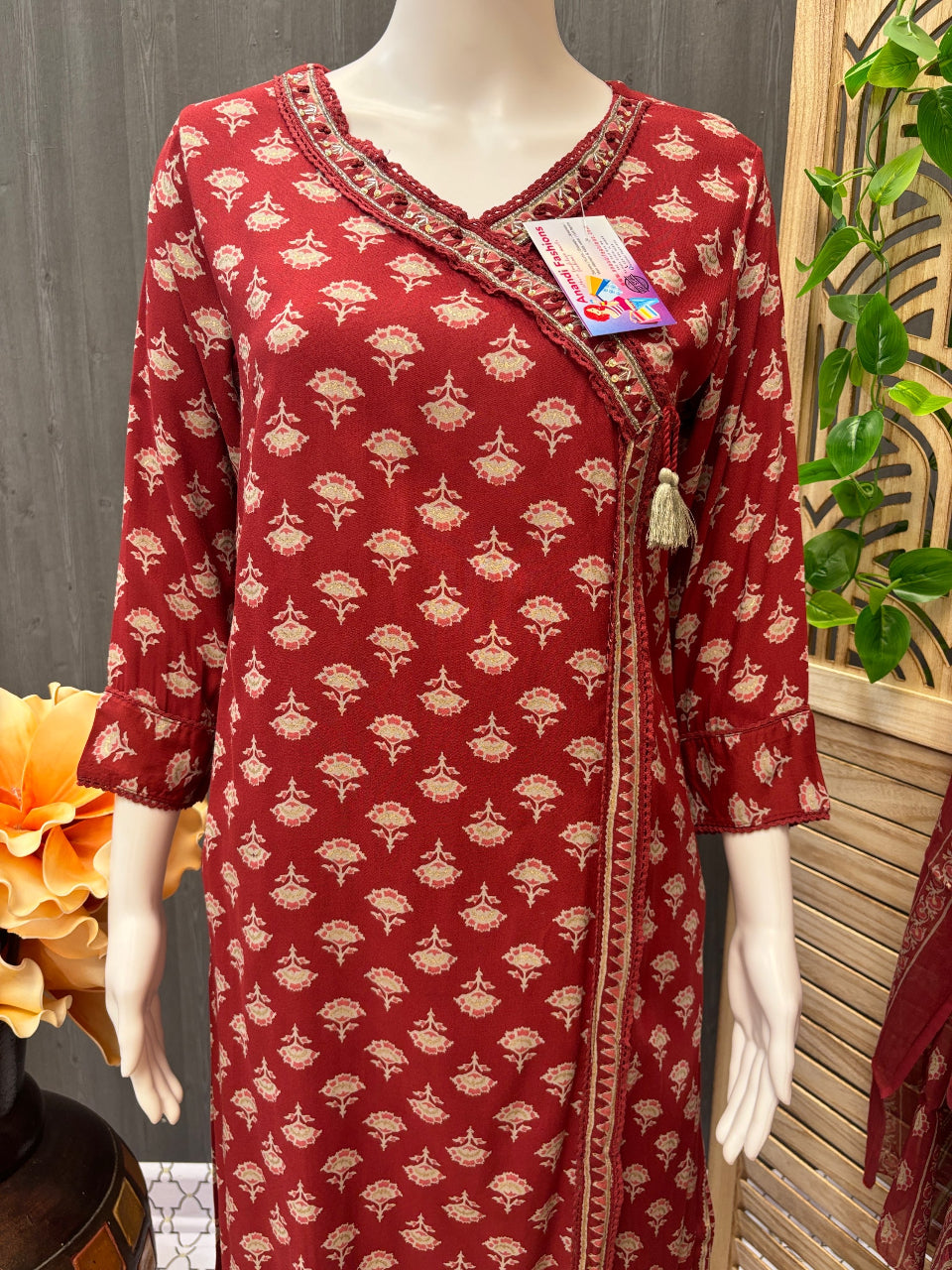 angrakha style dress - 3 piece pure cotton Kurti set image 2