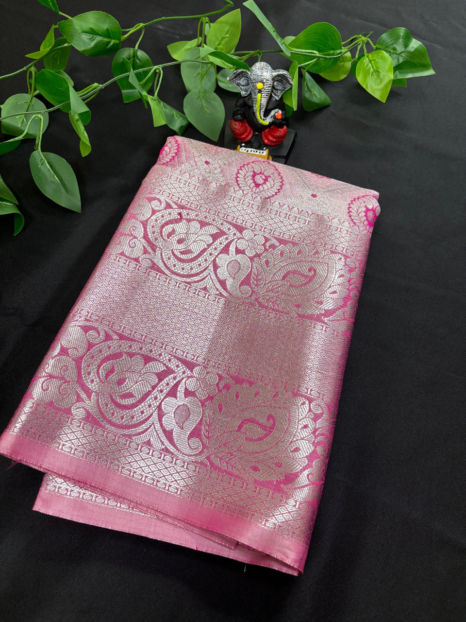 Semi Silk Kanjeevaram Saree - Premium quality Soft Material Pink Saree image 0
