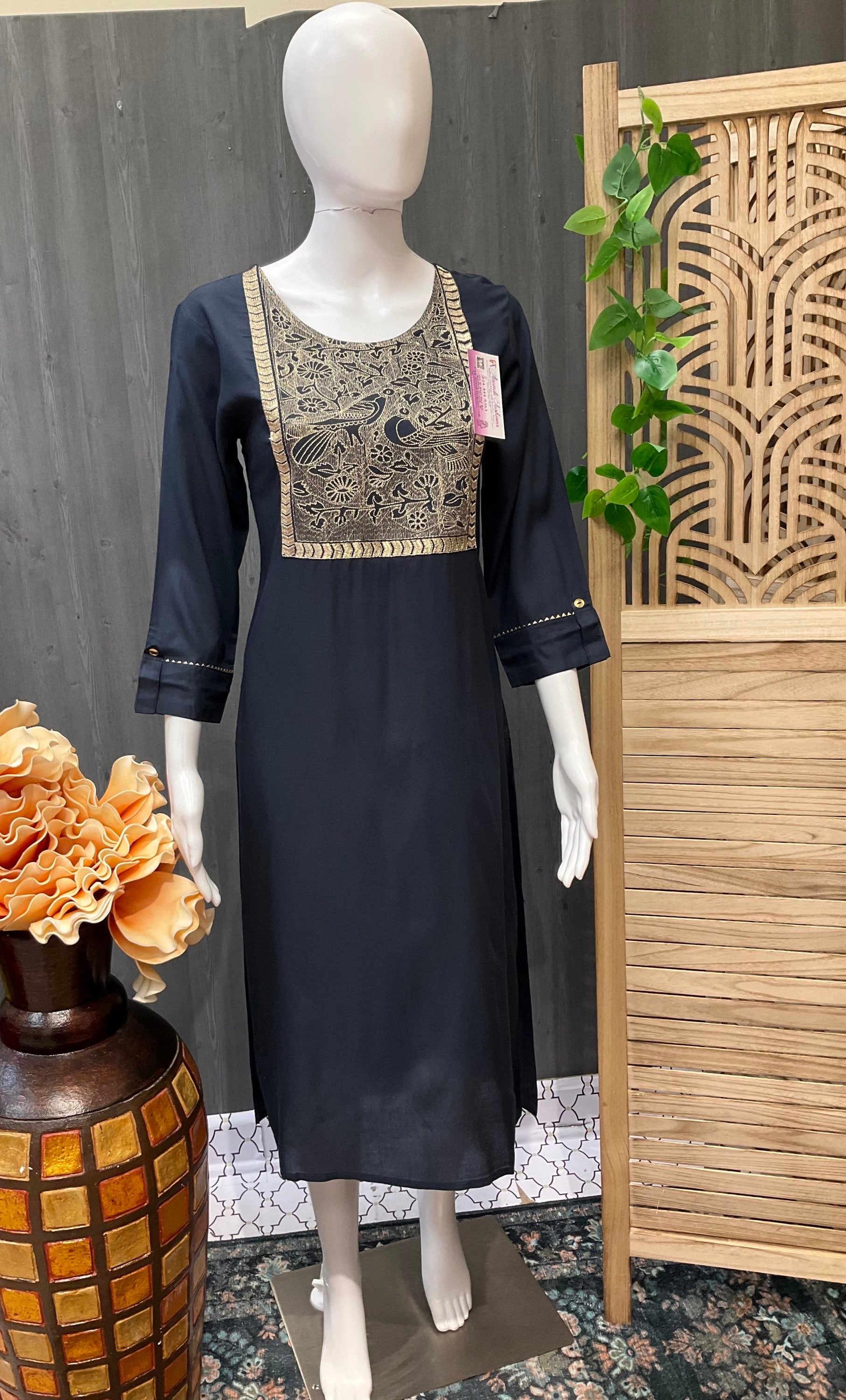 Navy Blue - Cotton Flex Kurti image 1