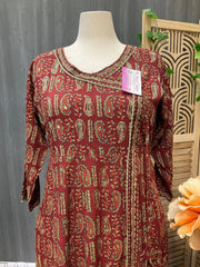 Plus Size Angrakha Style Anarkali Kurti - Traditional Ethnic Wear