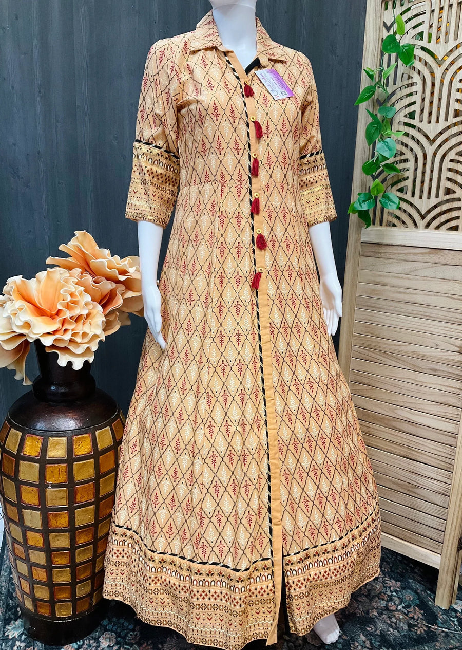 Rayon long Anarkali kurti- Size 36/US XXS