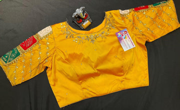 Raw Silk Yellow Color Blouse-size 38