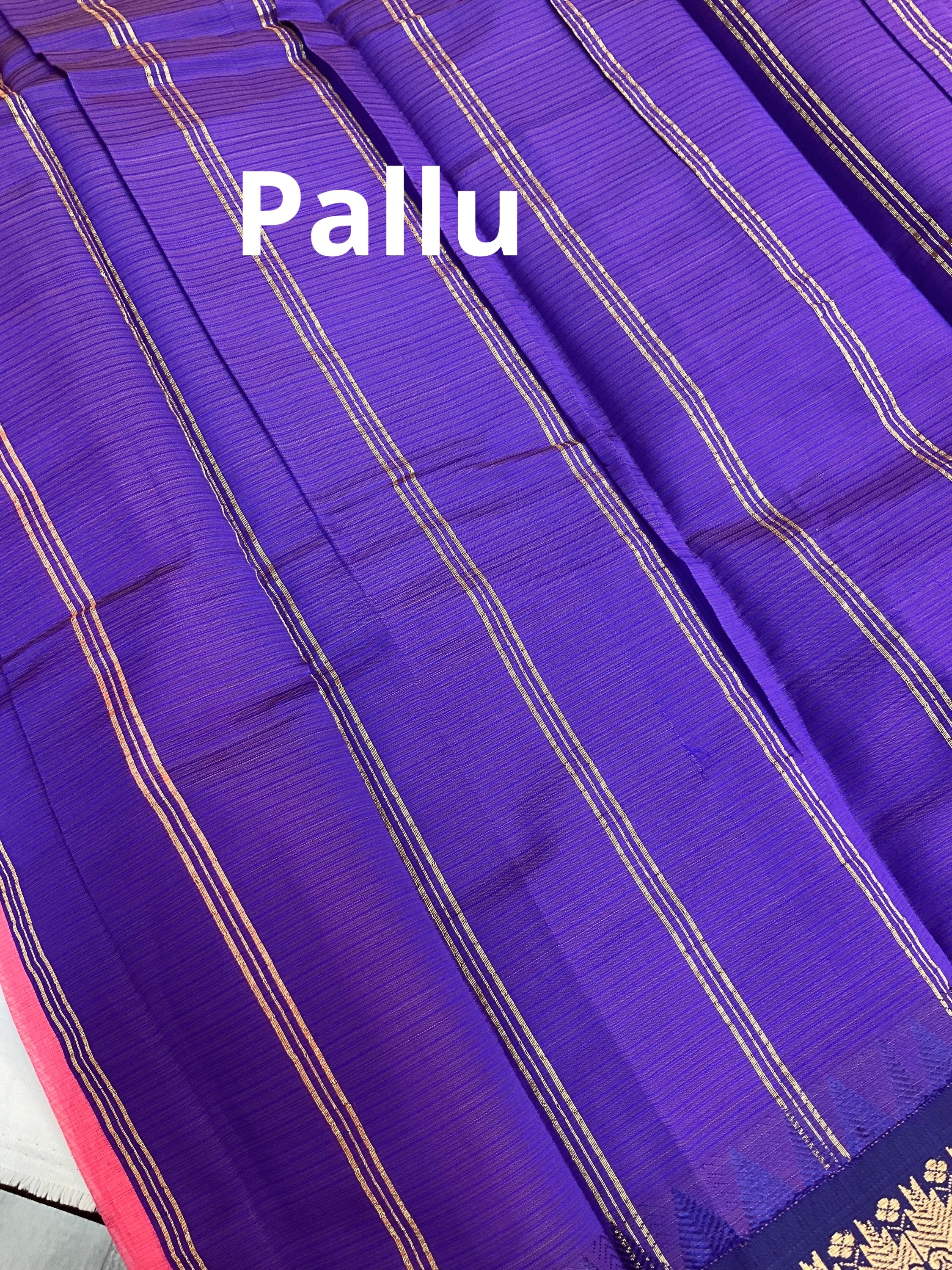 Pink Pure Handloom Gadwal Cotton Saree with Small Border image 2