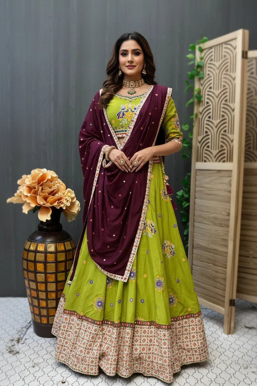 Garba Dandhiya Chaniya Choli Sets - Full Flare Cotton Lehenga for Navratri