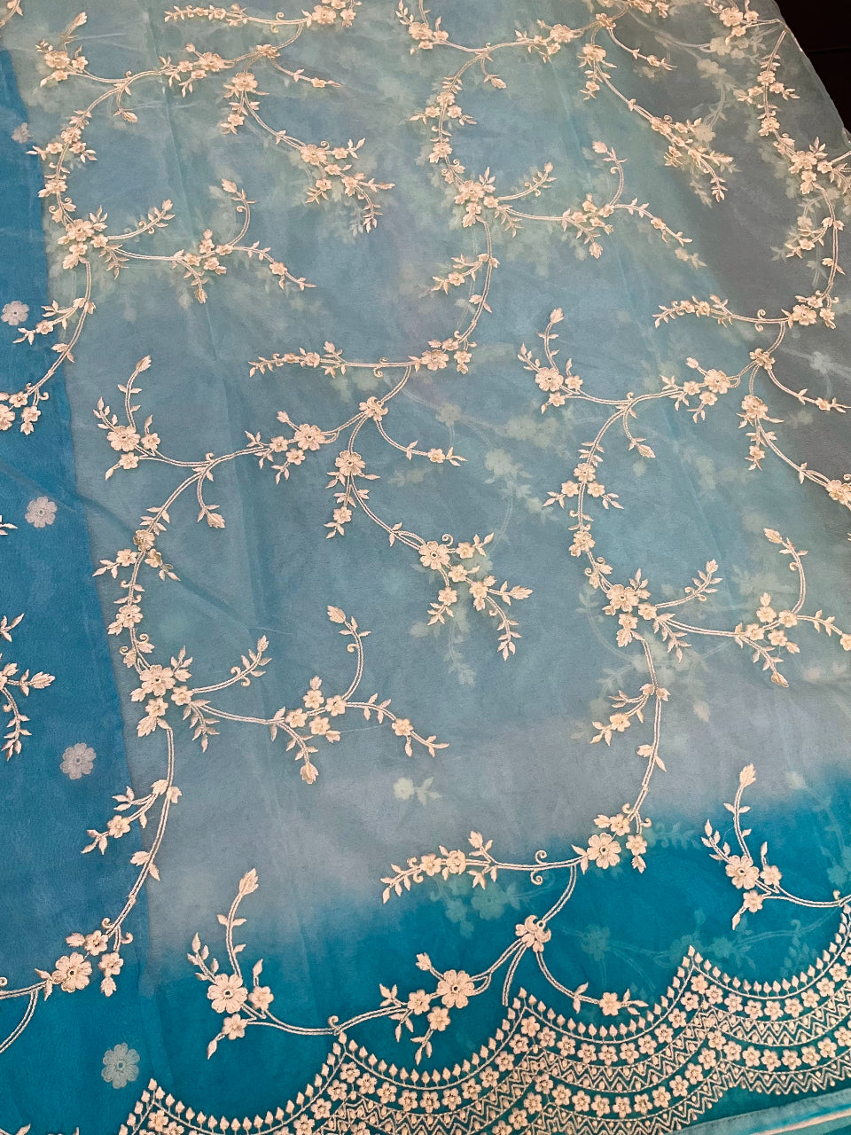 Organza saree with thread embroidery  image 3