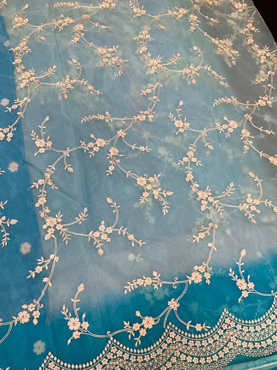 Organza Saree with Thread Embroidery - Elegant Lightweight Saree
