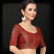 Brocade Blouse - Front opening Maroon blouse