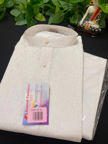Men Kurta Pajama - Cotton Pyjama sets in Light Cream Color