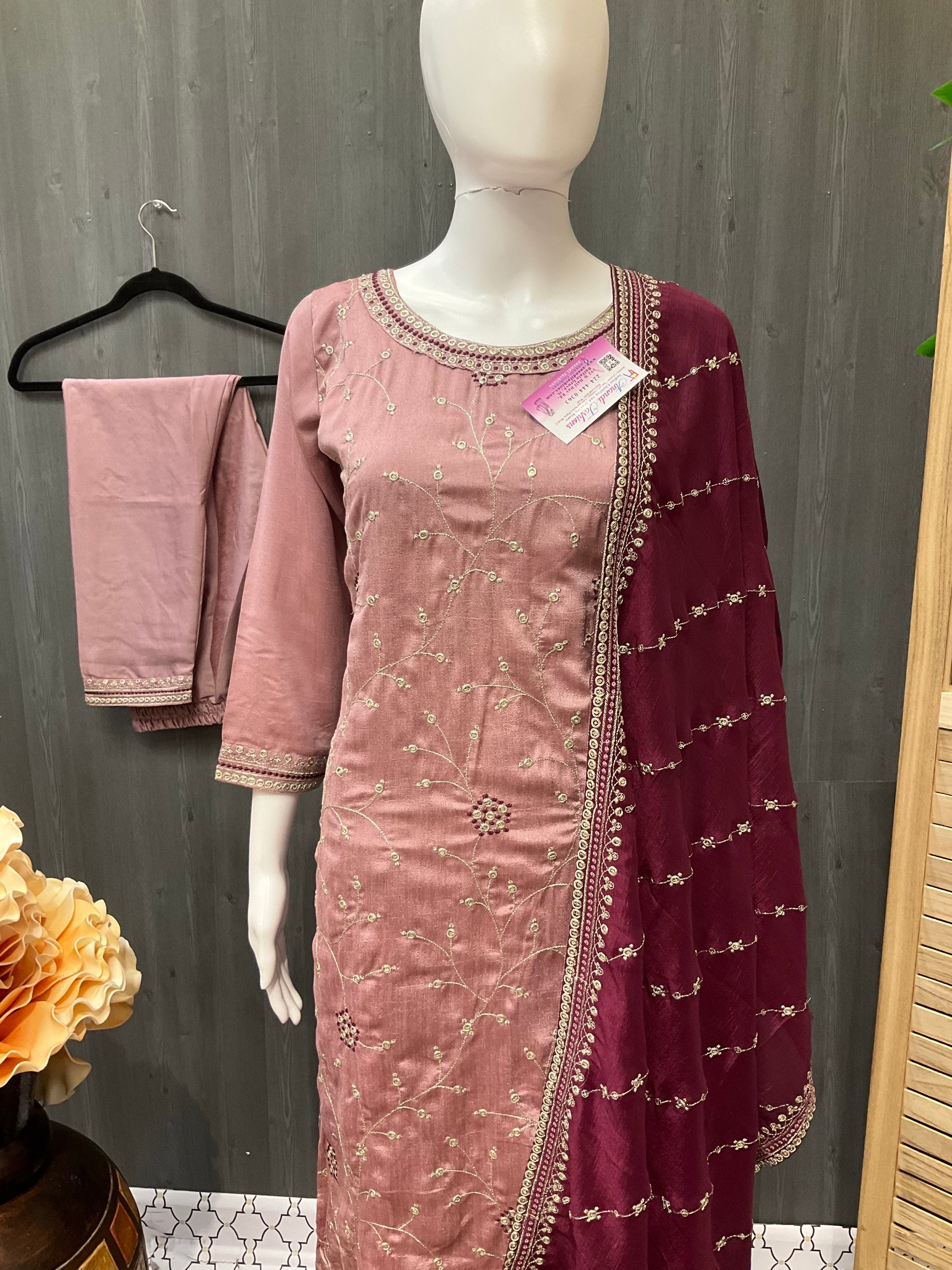 Vichitra Silk Kurti/Chudidhar set image 1