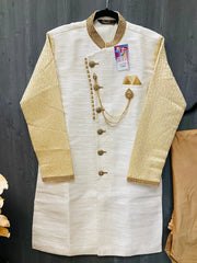 Dhoti Kurta - Wedding Party Men’s Yellow Sherwani with Dhoti Pant