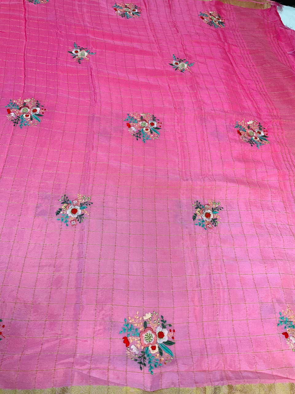 Pink Dual Shade Chinon saree with Embroidery  image 1