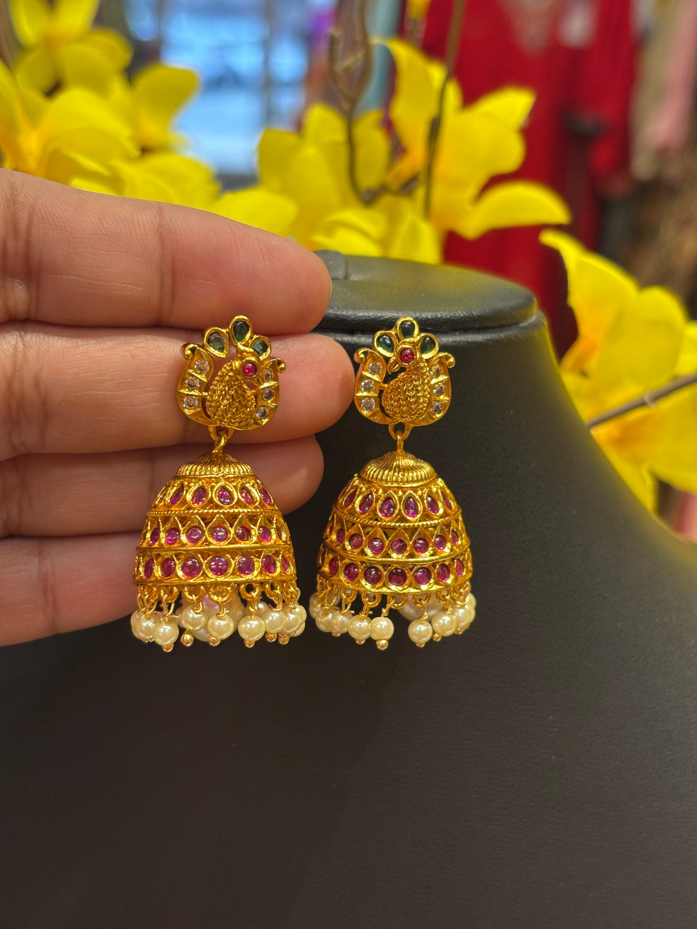 Multicolor Peacock Jhumkas image 1