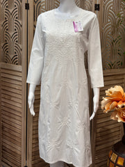 Size 40/US S- Pure Cotton white Chikankari Kurti