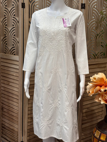 Size 40/US S- Pure Cotton white Chikankari Kurti